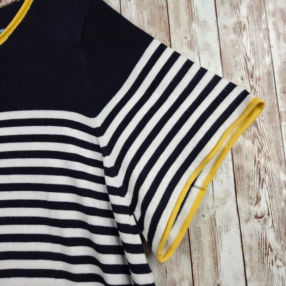 ZARA KNIT Women's Short Sleeve Striped Top Size Medium Viscose Blend Multicolor - Picture 5 of 10